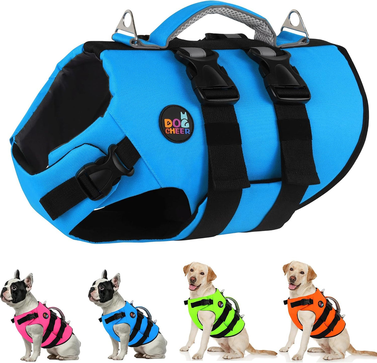 Dogcheer Dog Harness Life Jacket, High Buoyancy Neoprene Dog Life Vest for Swimming Boating, Adjustable Puppy Swim Vest 