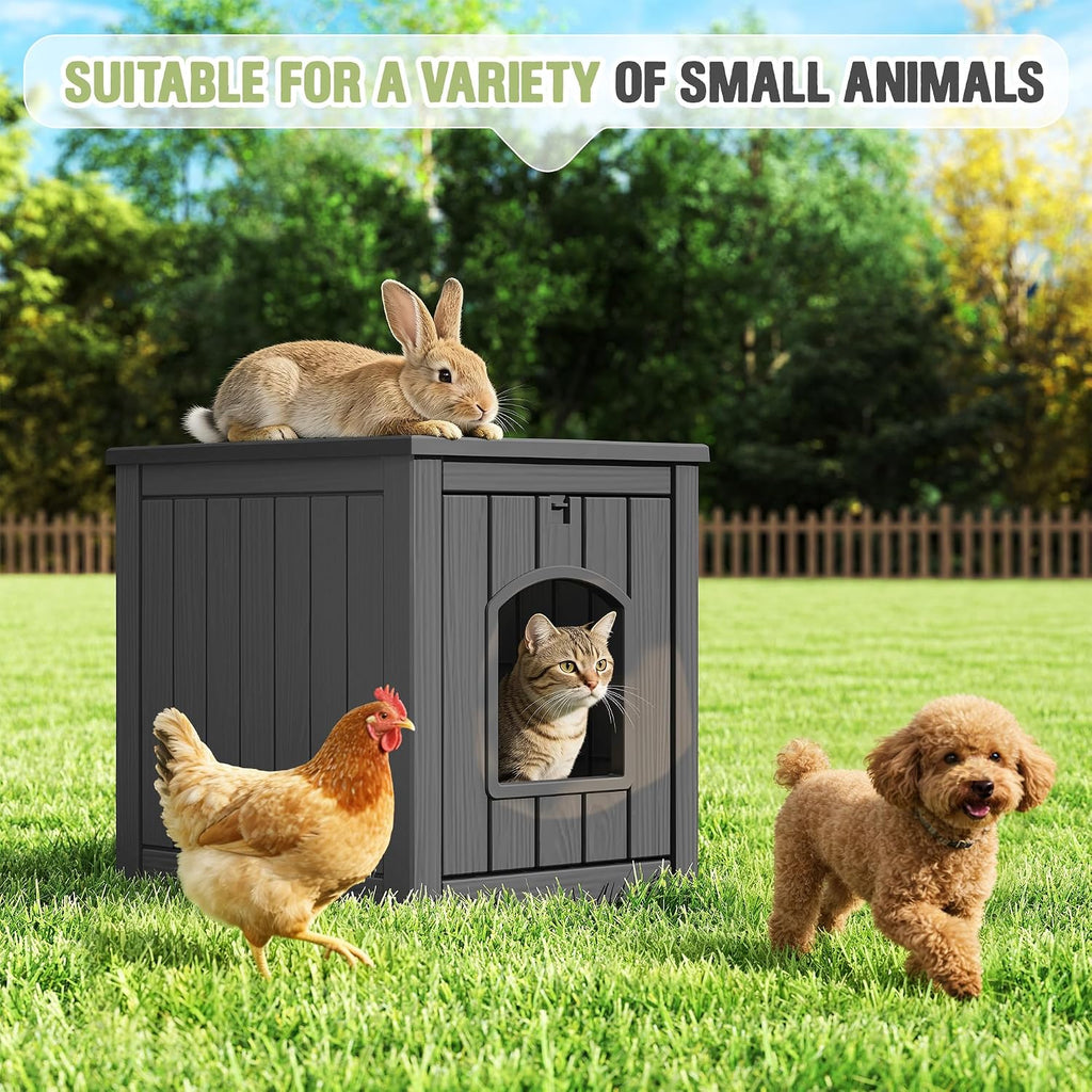 Cat Litter Box Enclosure, Feral Outdoor Cat Enclosure Weatherproof for Winter Outside, Cat Litter Box Furniture Fit Litt