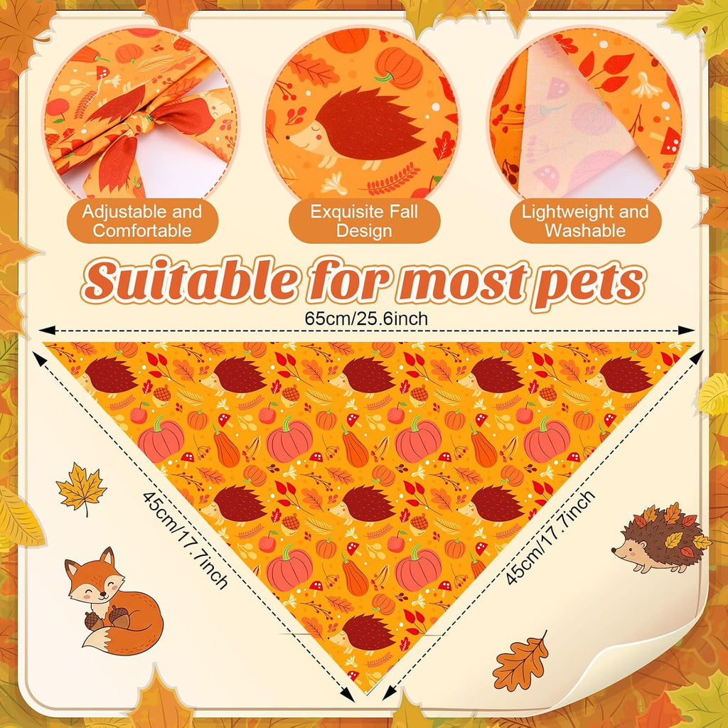 Abbylike 100 Pcs Fall Thanksgiving Dog Bandanas Bulk, Leaf Pumpkin Acorn