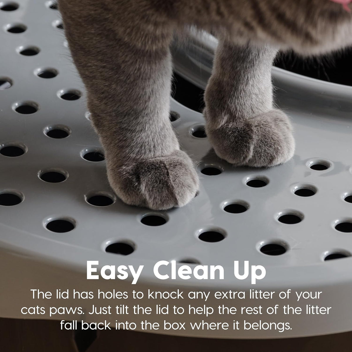 IRIS USA Top Entry Cat Litter Box, Hooded Privacy, Large, Black/Gray