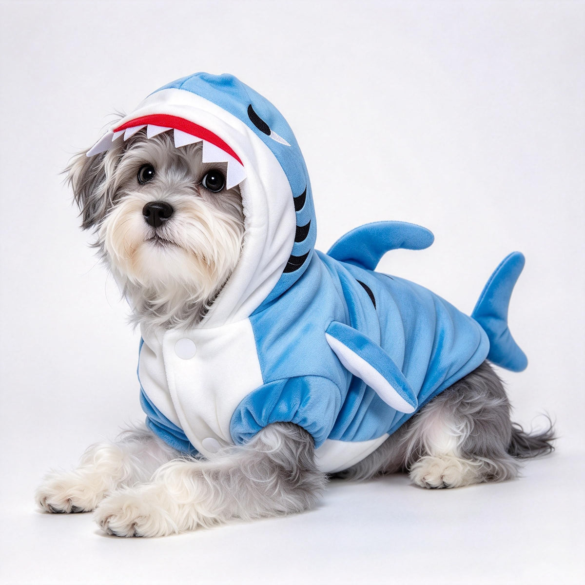 NACOCO Dog Shark Costume Cute Pet Clothes Halloween Holiday Coat Hoodie for Cats and Dogs (Blue, S)