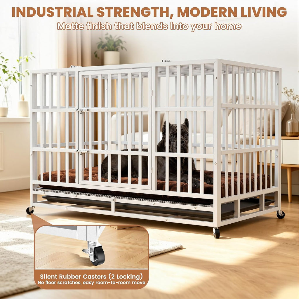 48 Inch Heavy Duty Dog Crate, Indestructible Kennel for Large Dogs
