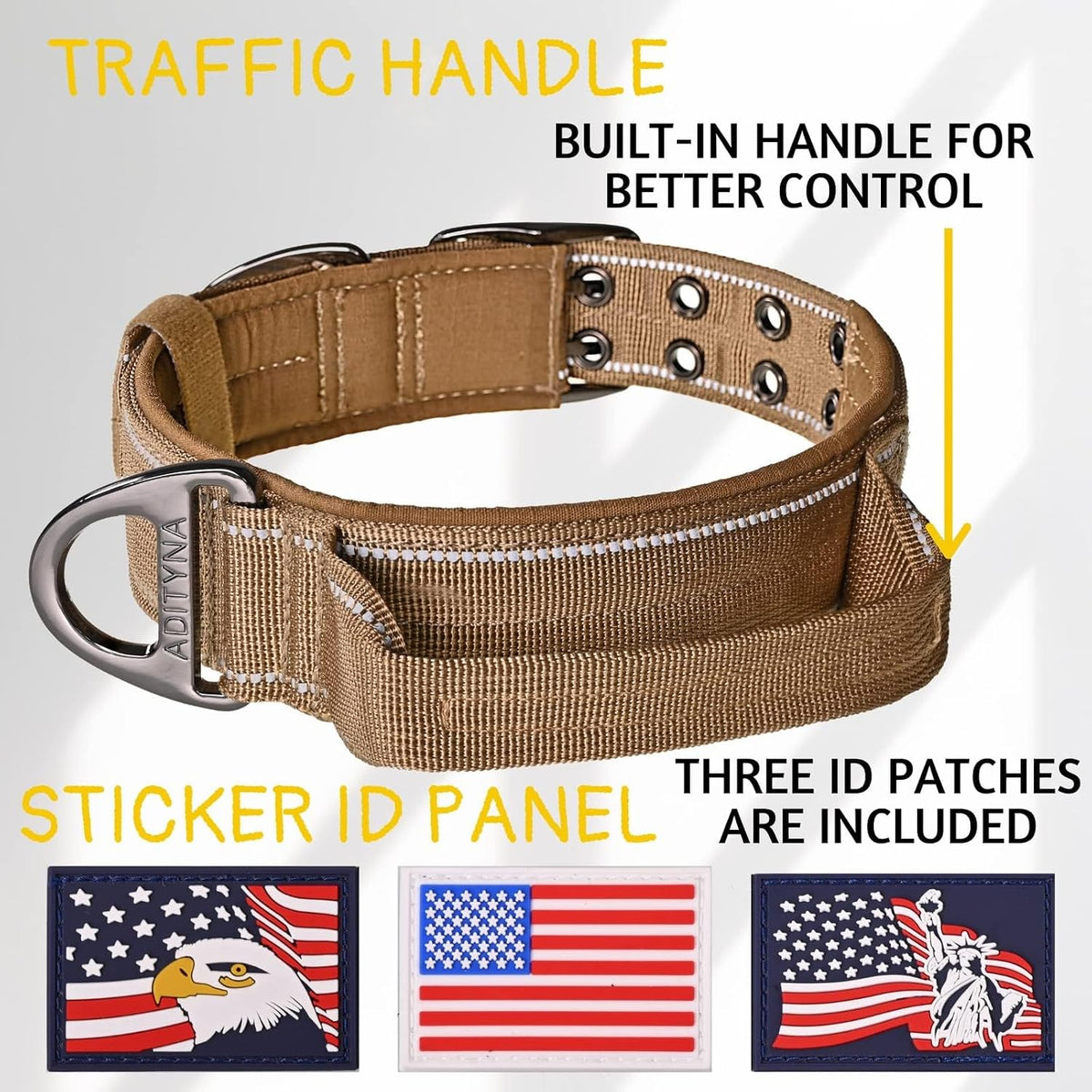 Heavy Duty Dog Collar for Large Dogs with Traffic Handle
