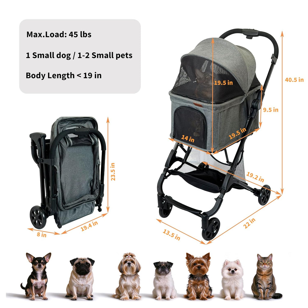 Small Dog Stroller, Travel Mini Pet Cat Strollers