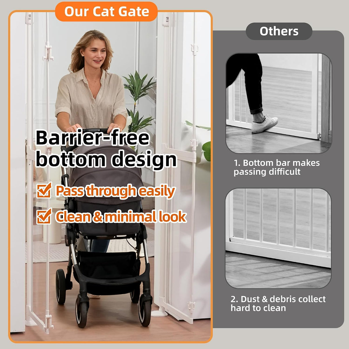 74.8-98.43” Extra Tall Cat Gate, 33.86-35.8” Wide Acrylic Pet Gate