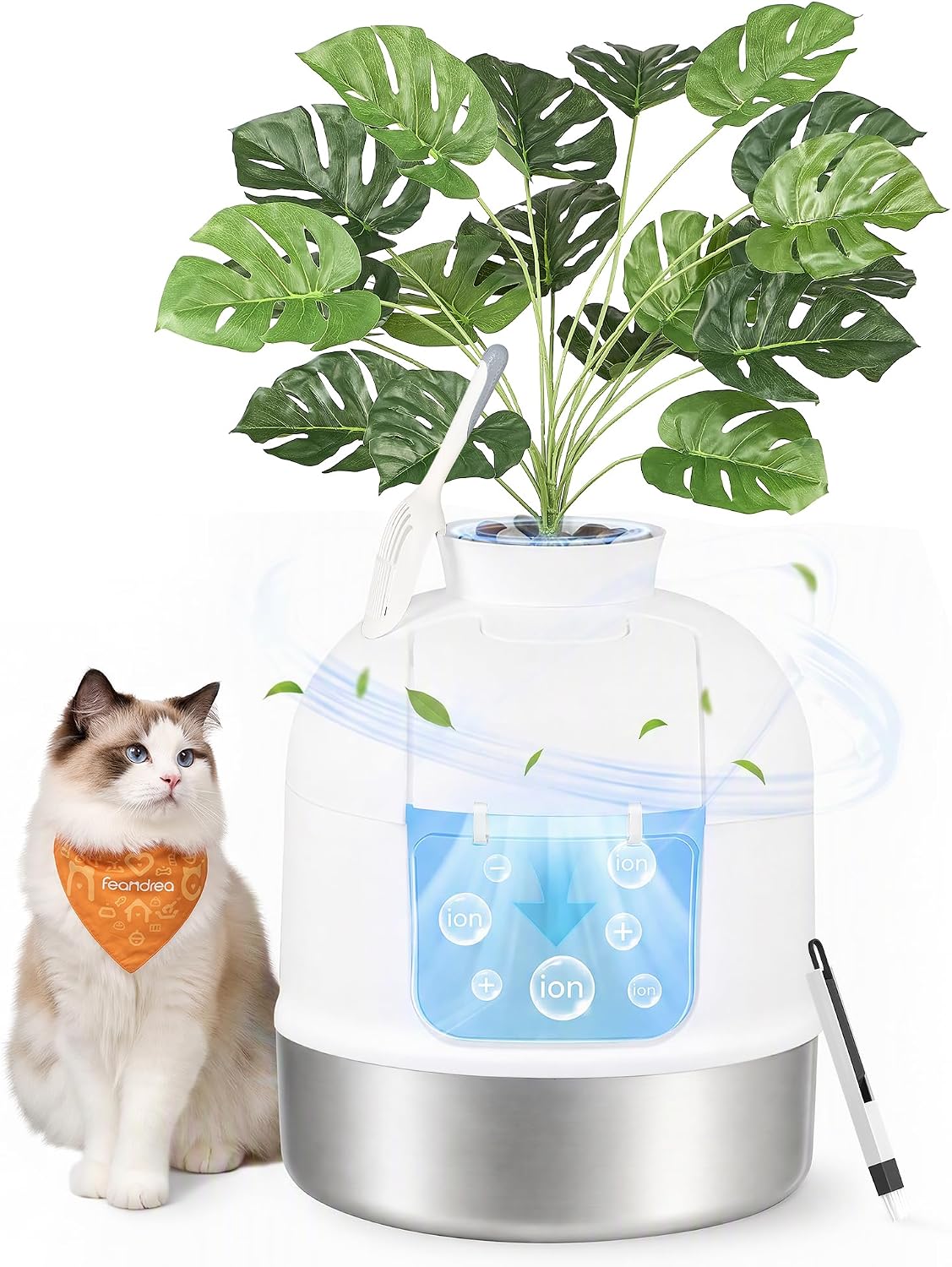 FEANDREA Plant Cat Litter Box Enclosure with Artificial Plant,19.3" L Inch