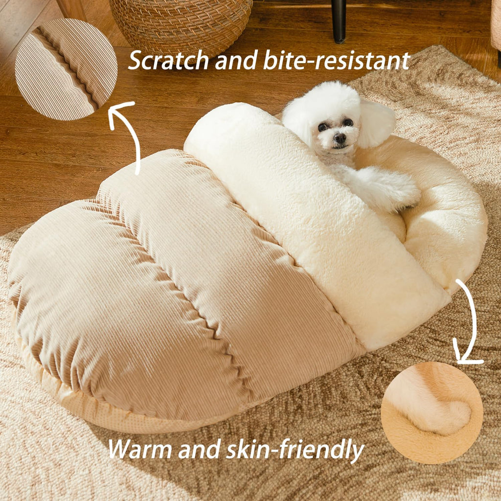 Romaneco Bed for Dog and Cat, Pet Bed, Ultra Soft Cute Plush Slipper Cat Cave Bed, Anti Slip Warm Pet House Nest, Self-W
