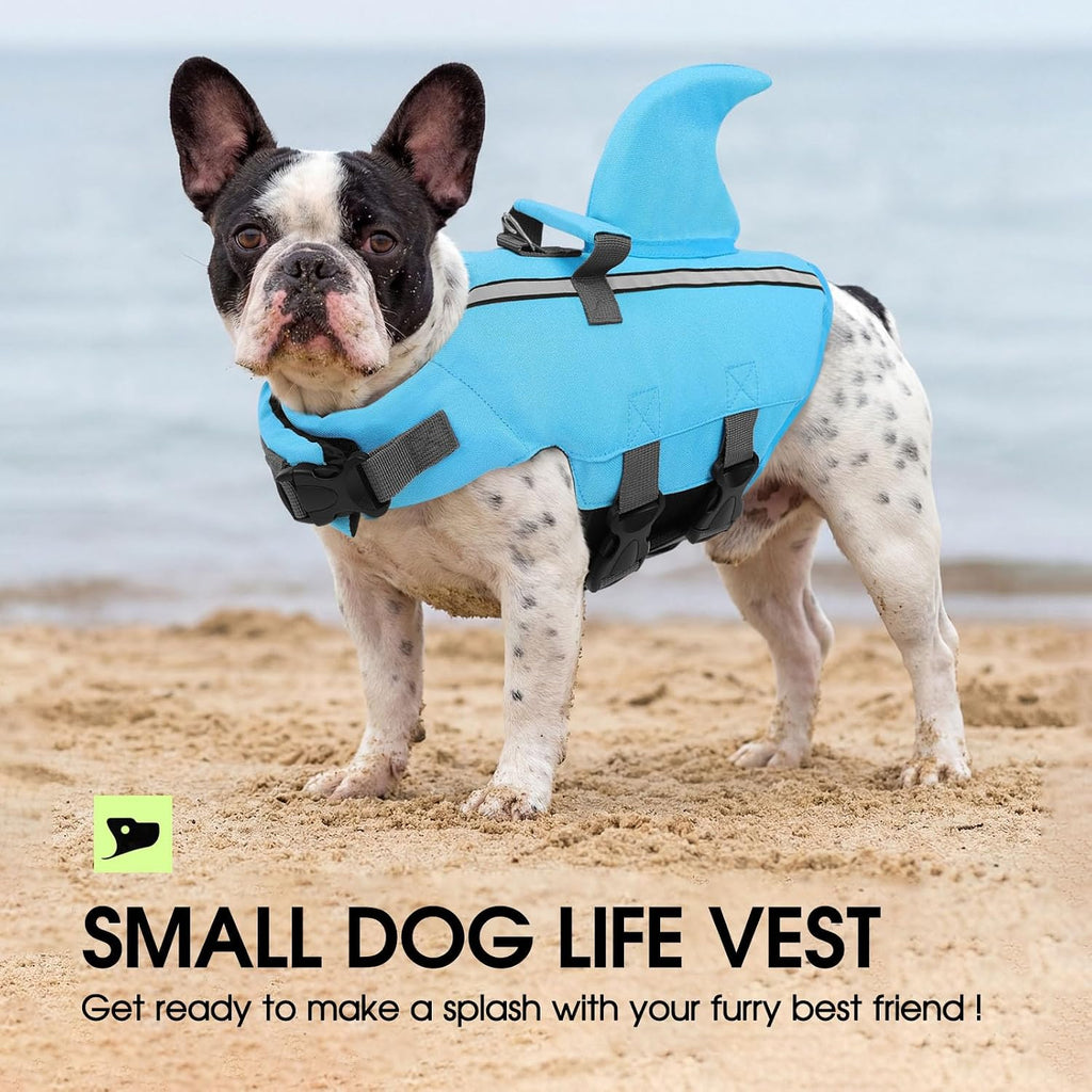 Dog Life Jacket, Small Dog Shark Life Vest for Swimming