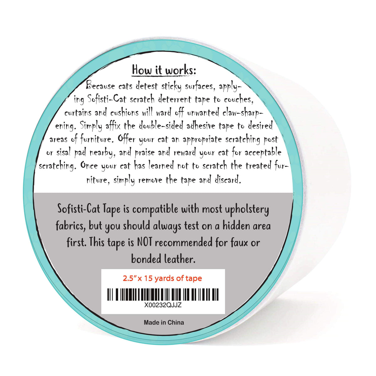 Sofisti-Cat Training Tape, Cat Tape for Furniture, Scratch Deterrent Keep Cats from Scratching Furniture with Our Double -Sided Repellent, 2.5" x 15' Roll