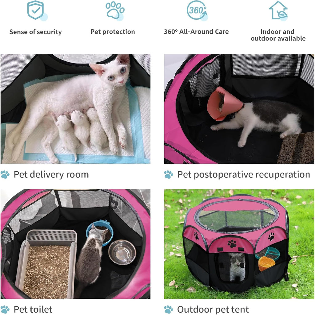 SENCONE Portable Pet Playpen for Cats, Kittens, Puppies, Indoor/Outdoor, S