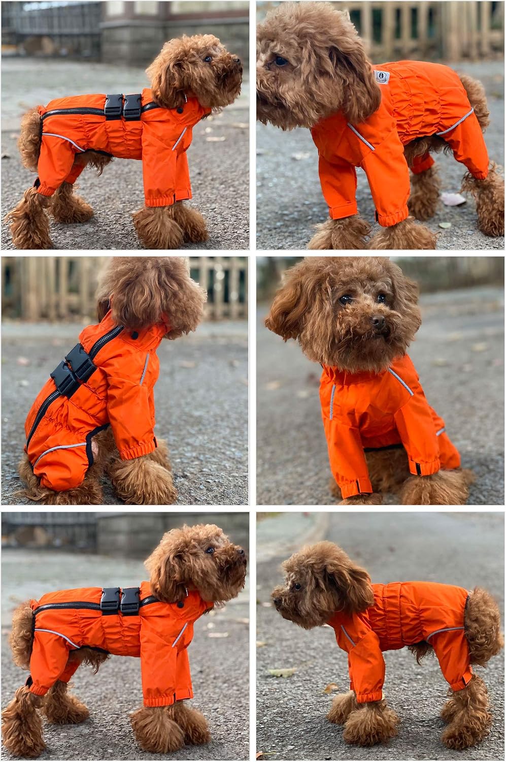 Lovelonglong Waterproof Dog Raincoat – 4-Leg Full Body Dog Rain Suit with Reflective Strips & Leash Opening, Outdoor Dog