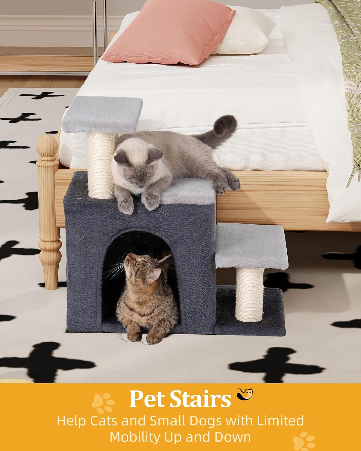 3-in-1 Pet Stairs for Cats, Dog Steps for Small Doggie Rabbits
