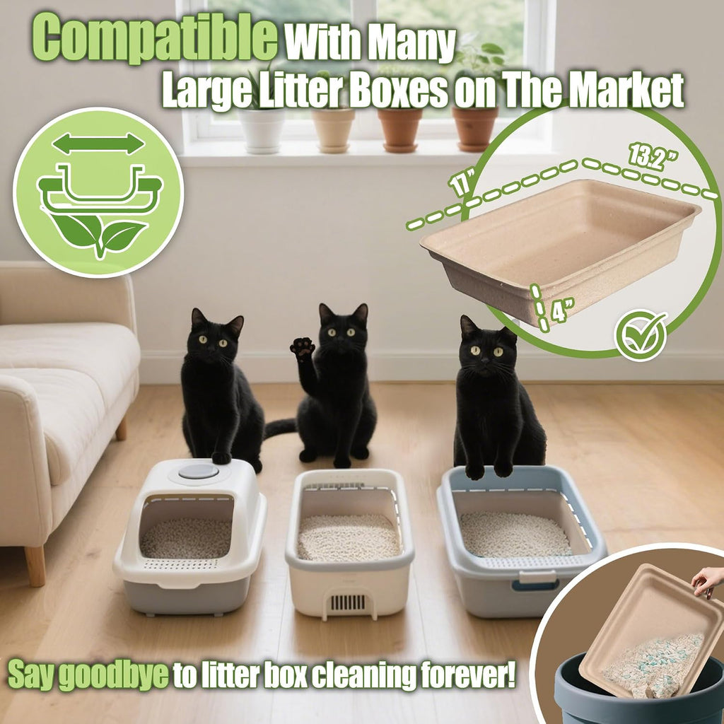 Disposable Litter Box for Cats Large: 2/4/6/8-Pack 17.5X 13.5in Leak-Proof