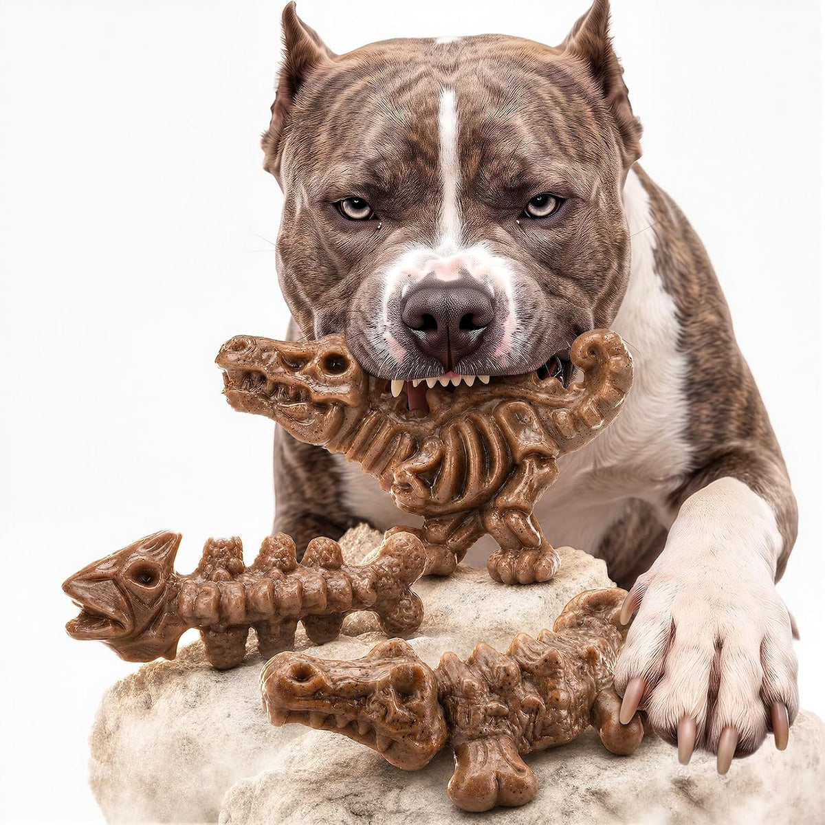 3-Pack Dog Toys for Aggressive Chewers 25-90 lbs,Bacon Flavored