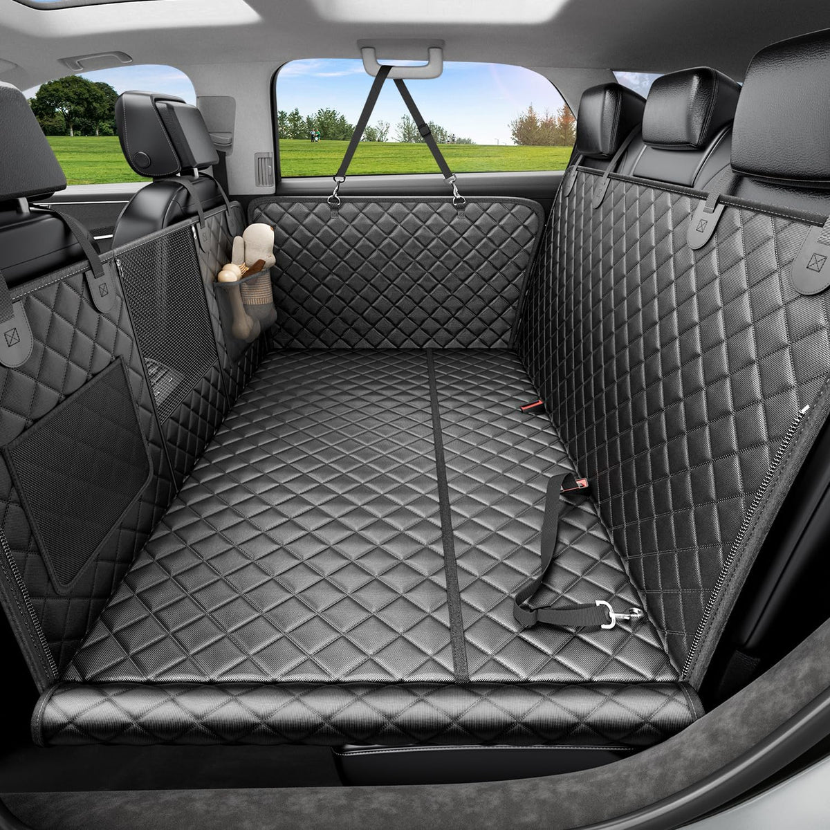 Dog Truck Seat Cover for Back Seat, Hard Bottom, XL, Black