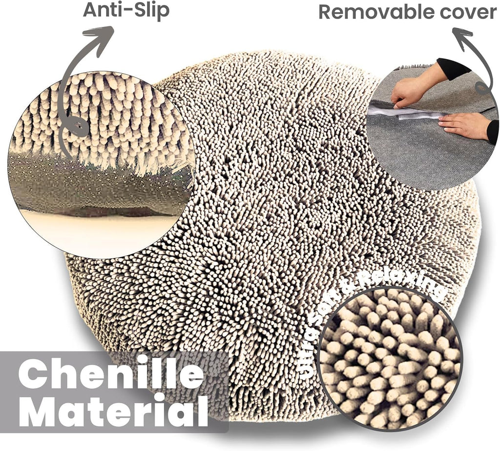 Muddy Mat®Cloud K-9 Bed for Dogs & Cats, Soft & Relaxing Donut Dog Bed, Chenille Material, Removable Cover, Washable & D