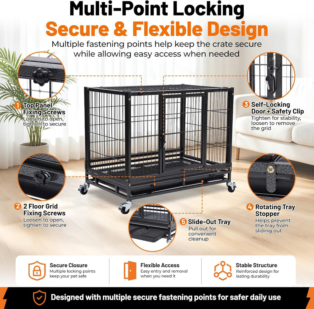 Homey Pet 31 Inch Stackable Dog Crate for Small Dogs, Heavy Duty Wire Cage