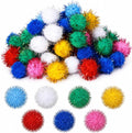 50Pcs Glitter Pom Poms,1.2Inch Cat Sparkle Balls Puff Balls for Cat