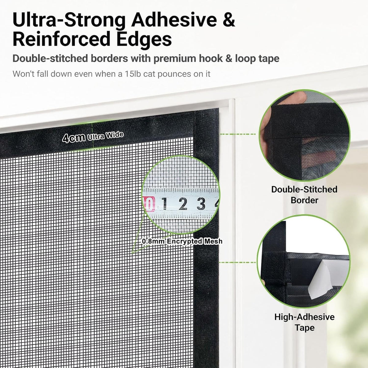 36x78 Upgraded Cat Screen Door, Reinforced Thickened Pet Screen Door Black