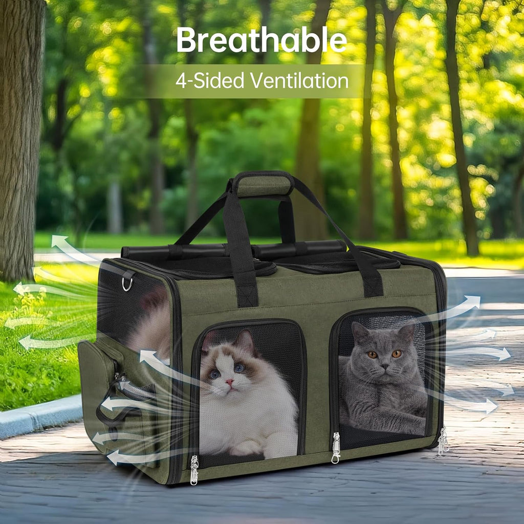 Cat Carrier for 2 Cats Double Pet Carrier Extra Large Green 2026 Upgraded
