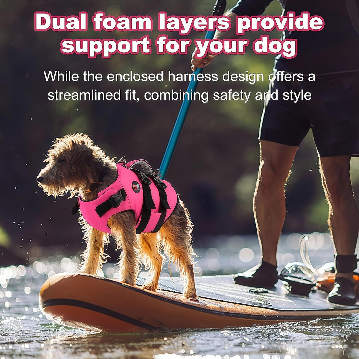 Dogcheer Dog Harness Life Jacket, High Buoyancy Neoprene Dog Life Vest for Swimming Boating, Adjustable Puppy Swim Vest 