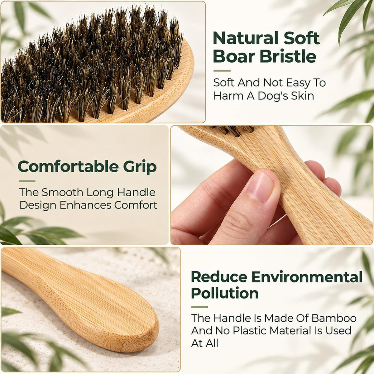 Boar Bristle Cat Brush, Soft Cat Brush for Indoor Cats Gentle Kitten