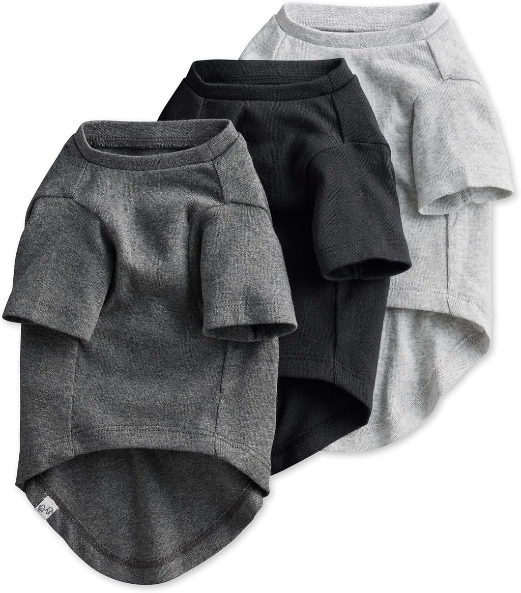 Pet Passion Toby 3-Pack 100% Organic Cotton Dog Short Sleeve T-Shirt Pet Tees for All Breeds, Gray Ombre, Large (40-60 l