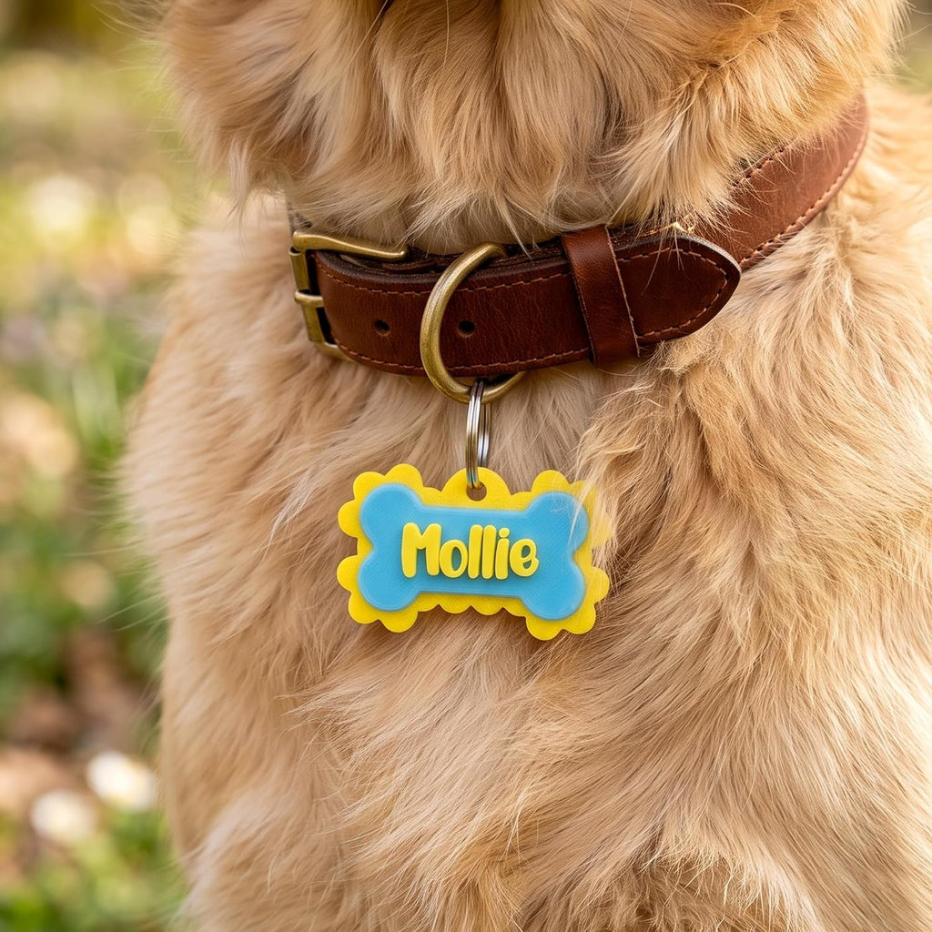 Personalized 3D Printed Bone Pet Name Tag with Phone Number for Pet Owners