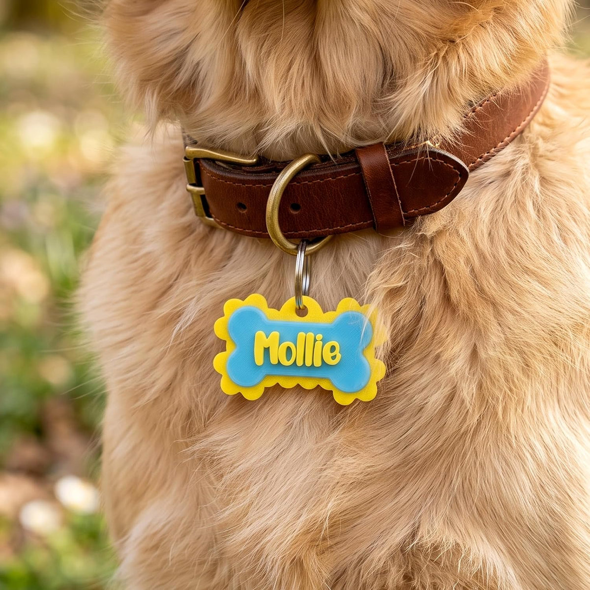 Personalized 3D Printed Bone Pet Name Tag with Phone Number for Pet Owners