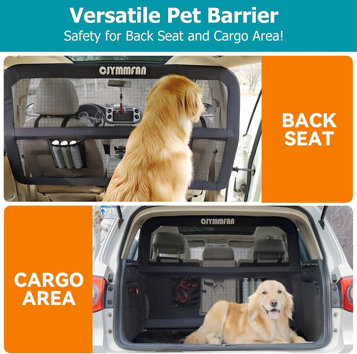 Dog Barrier for Car Back Seat & Cargo Area with Wider Coverage, Universal Fit for Car, SUV & Truck, Dog Car Divider with