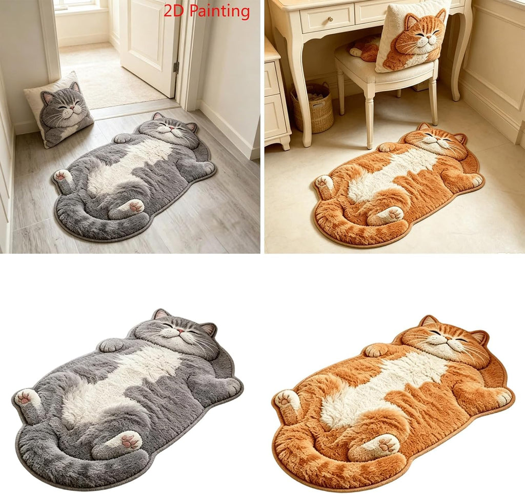 Soft Cats Floor Mat, Sleeping Feline Entryway Area Rug，E：50 * 80
