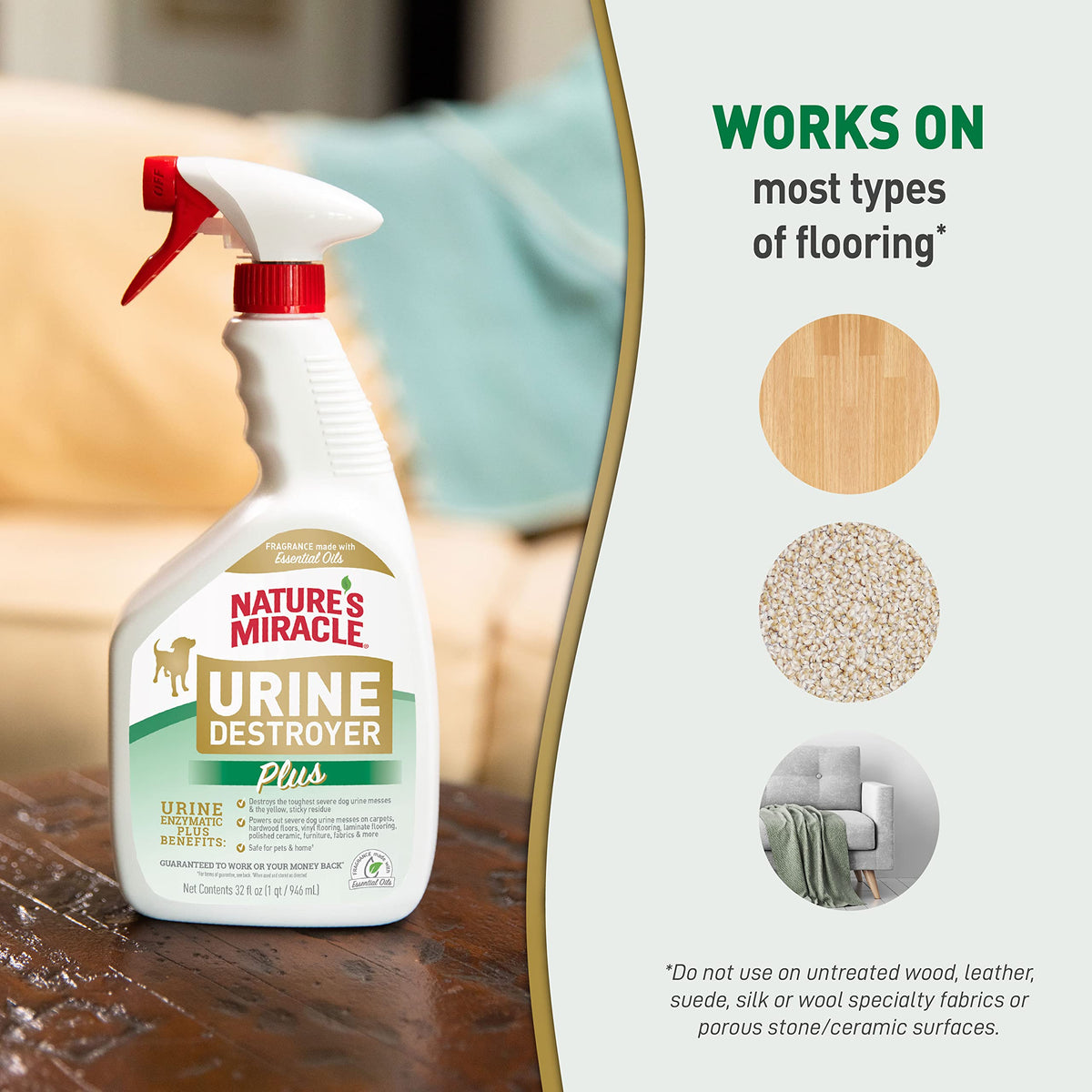 Nature's Miracle Dog Urine Destroyer Plus, Enzymatic Cleaner, 32 oz