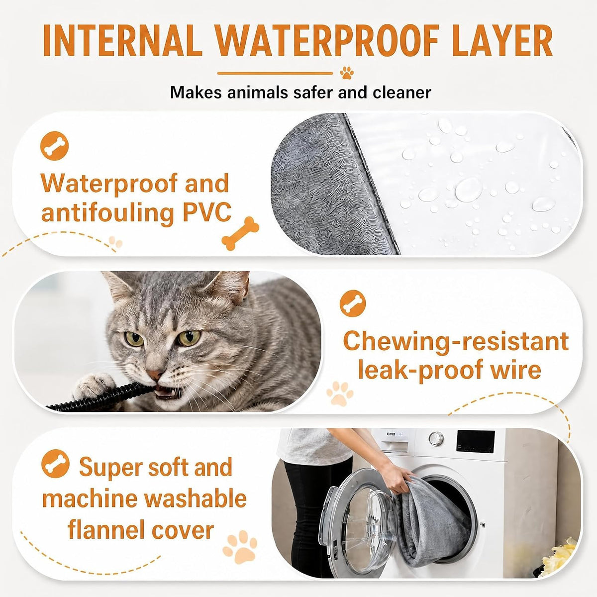 Cat Heating Pad, Heated Cat Bed with 9 Temp Setting & 4 Timer 18"*18"