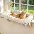 Cloud-soft Wooden Cat Window Sill Perch with Zipper Cushion,L White