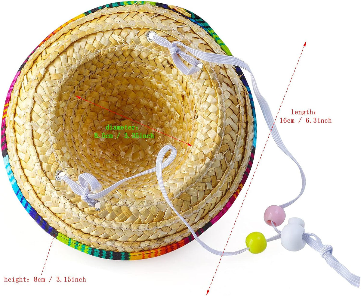 Yewong 3 Pieces Pet Hat Pet Formal Top Hat Mexico Sombrero Hat Cowboy Hat Dog Cat Pet Costume Hat for Halloween Party Ph