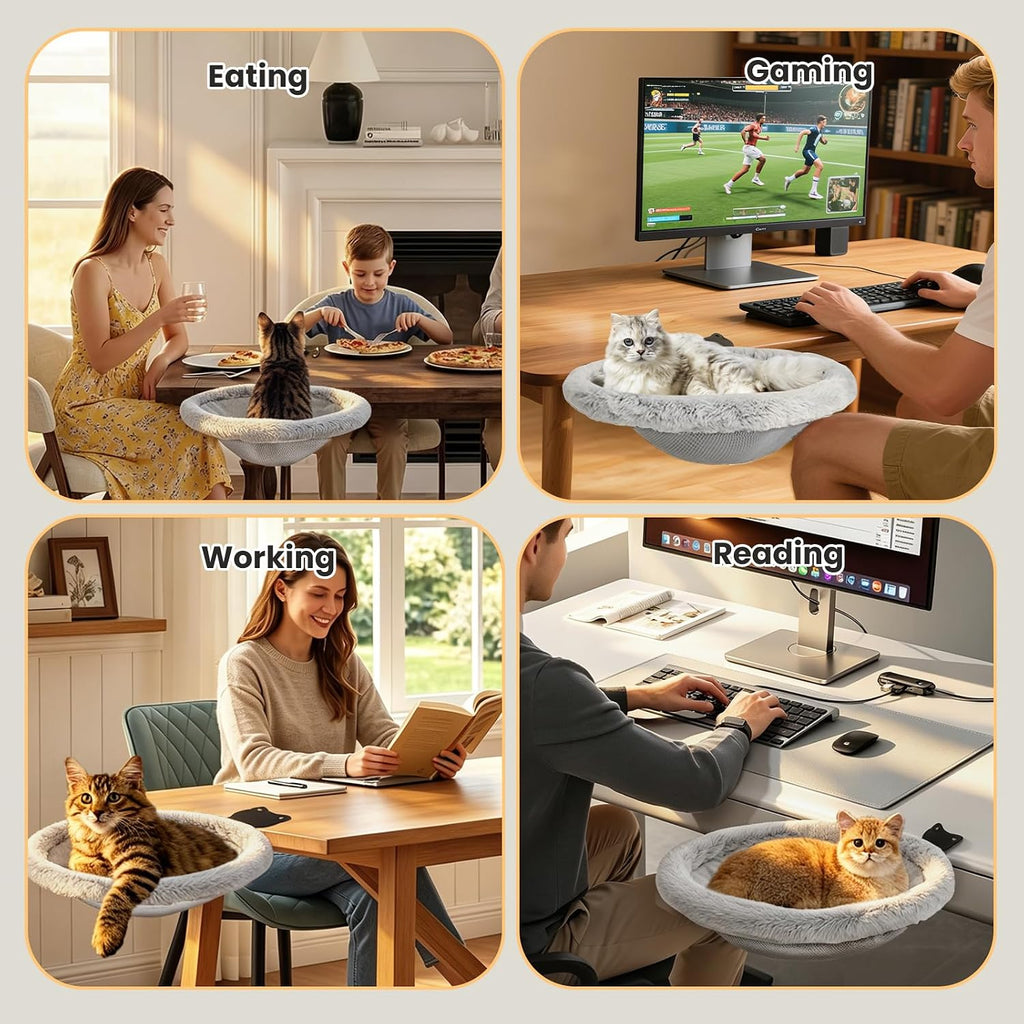 Cat Desk Bed, One-Click Foldable Cat Bed for Desk Hammock Up to 40 Lbs