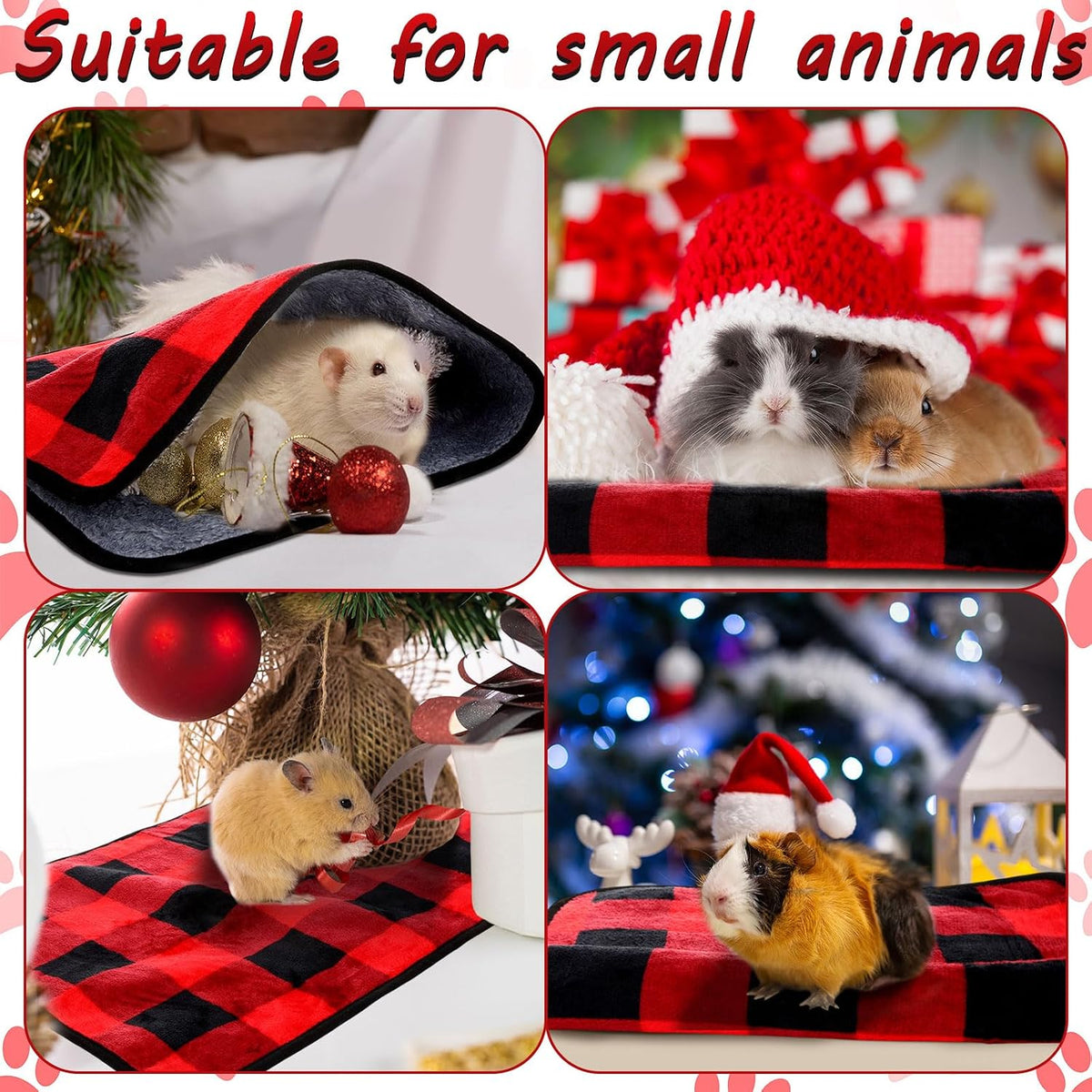 Reginary 4 Pcs Guinea Pig Fleece Cage Liners, Plaid, 24 x 47 Inch