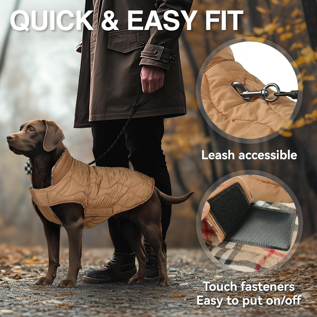 VIVAGLORY Dog Winter Coat Softjoy Warm Dog Jacket, M, Khaki