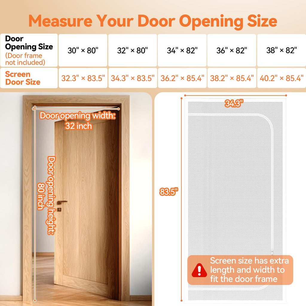 BFNN Cat Proof Screen Door, Extra Tall Mesh Gate, Fit 32'' x 80'' Door, D