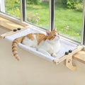 AMOSIJOY Cat Windowsill Perch with Wood & Metal Frame for Large Cat, 21.7in