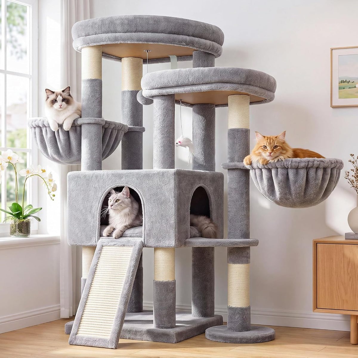 Globlazer Sturdy Cat Tree for Large Adult Cats with Scratching Posts, C52