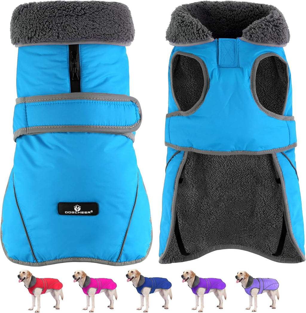 Dogcheer Dog Winter Coat, Waterproof Dog Jacket with Zipper Leash Opening