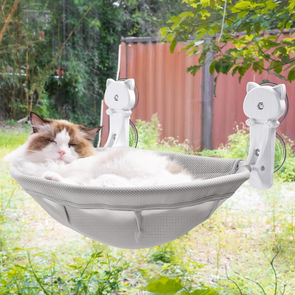 Cat Window Perch Cordless, Foldable & Stable Cat Beds- Breathable Cat Window Hammock for Overlooking, Sunbathing and Cli