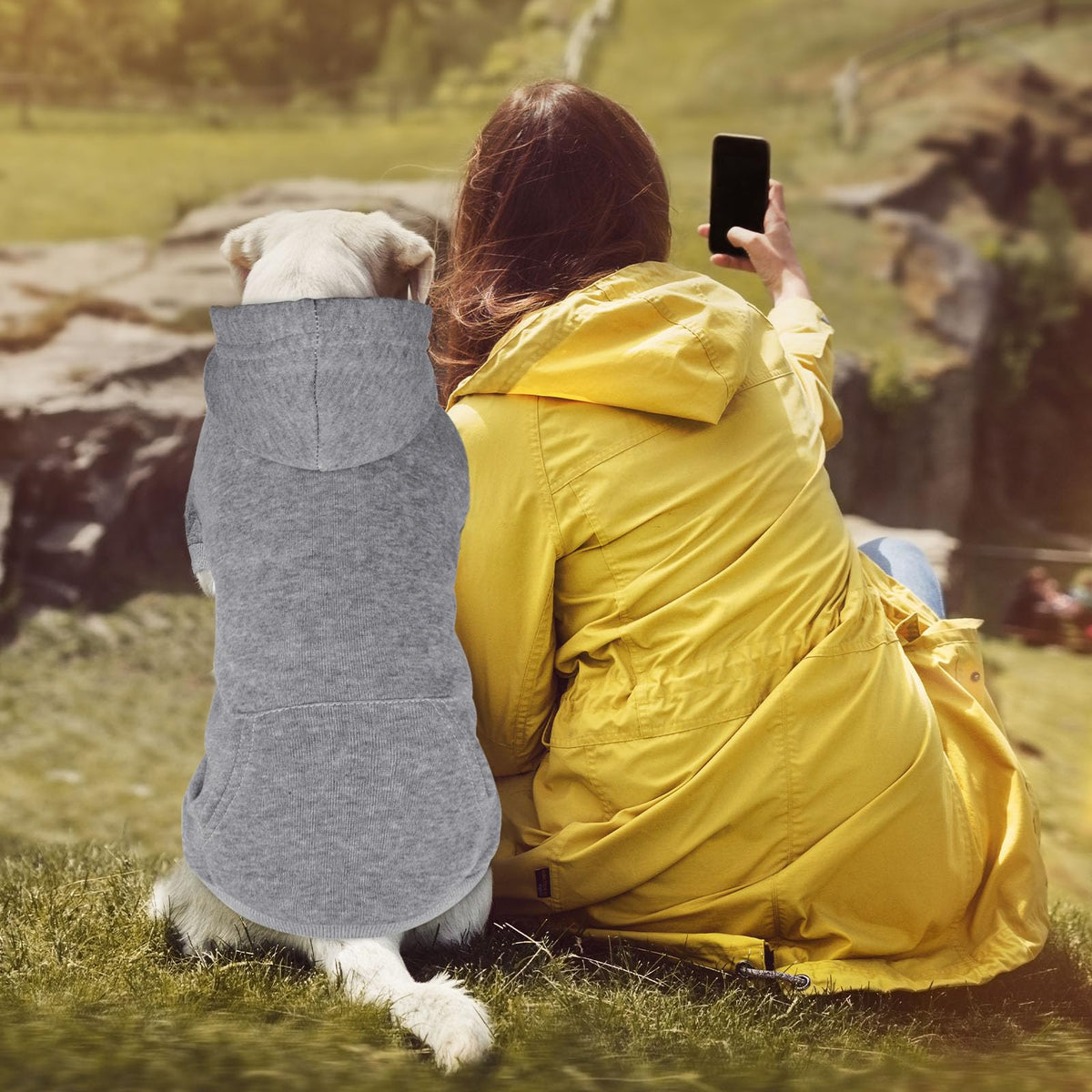 Dog Hoodie Dog Sweaters for Large Dogs Clothes Sweatshirt(Grey-L)