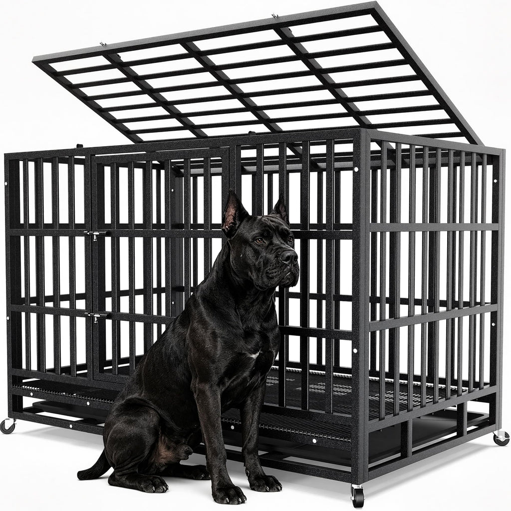Hiwokk 48 Inch Heavy Duty Dog Crate, Indestructible Kennel for Large Dogs