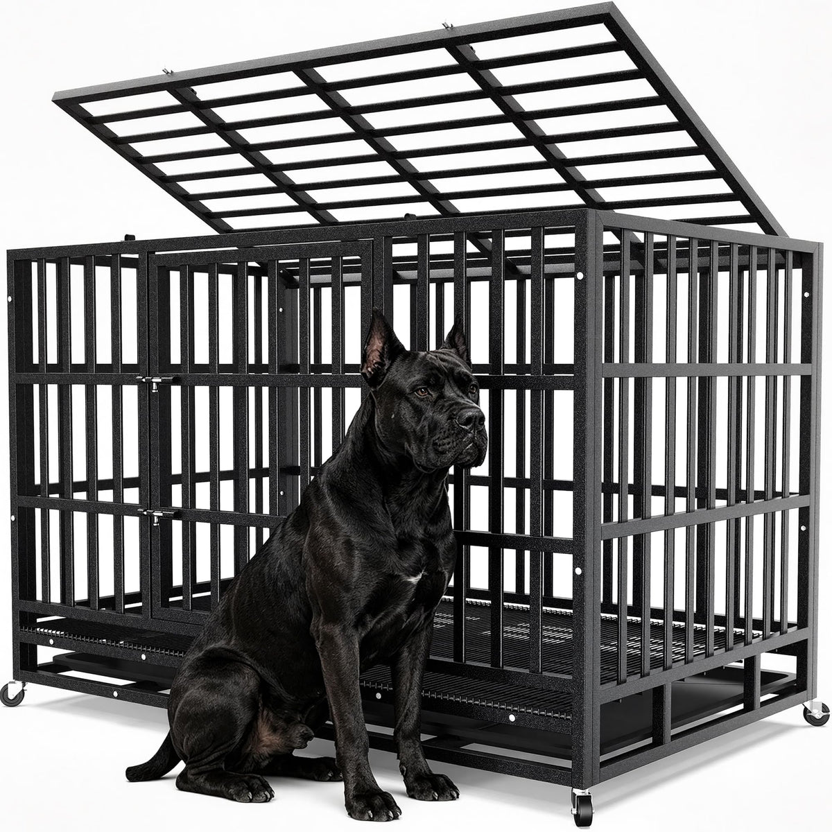 Hiwokk 48 Inch Heavy Duty Dog Crate, Indestructible Kennel for Large Dogs