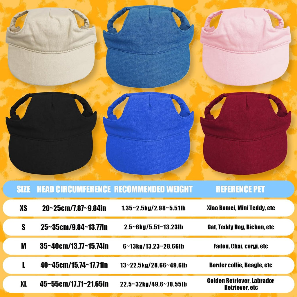 Dog Baseball Cap,Pet Summer Beach Hat,Dog Cat Sunbonnet Cap with Ear Holes,Adjustable Cat Visor for Small Medium Large D