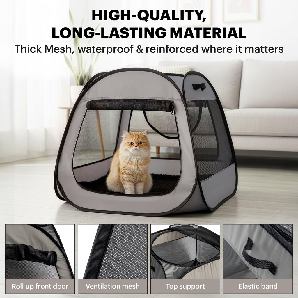 LAFYETTE. - US Based, Portable Cat Playpen, Trapezoidal Stable Design, Foldable Pet Tent for Indoor Outdoor Use, Cat Dog Play Enclosure, Kitten Puppy Kennel Crate, Pet House, Easy Setup, 33" x 26.5"