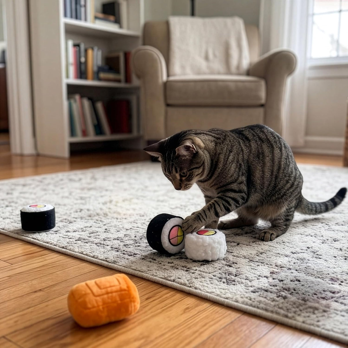 SPOT Sushi Roll Take-Out Cat Toys, Catnip and Crinkle Filled Soft Plush Toys for Indoor Cats, for Single or Multi-Cat Ho