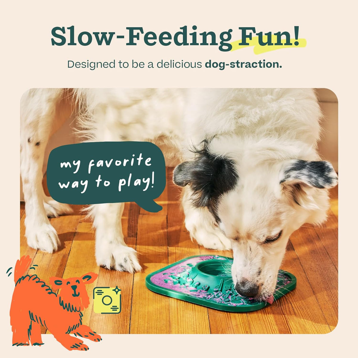 Woof LickMat, Slow Feeder Mat for Dogs, Green